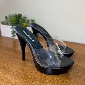 Clear strap stiletto “stripper” heels size 9